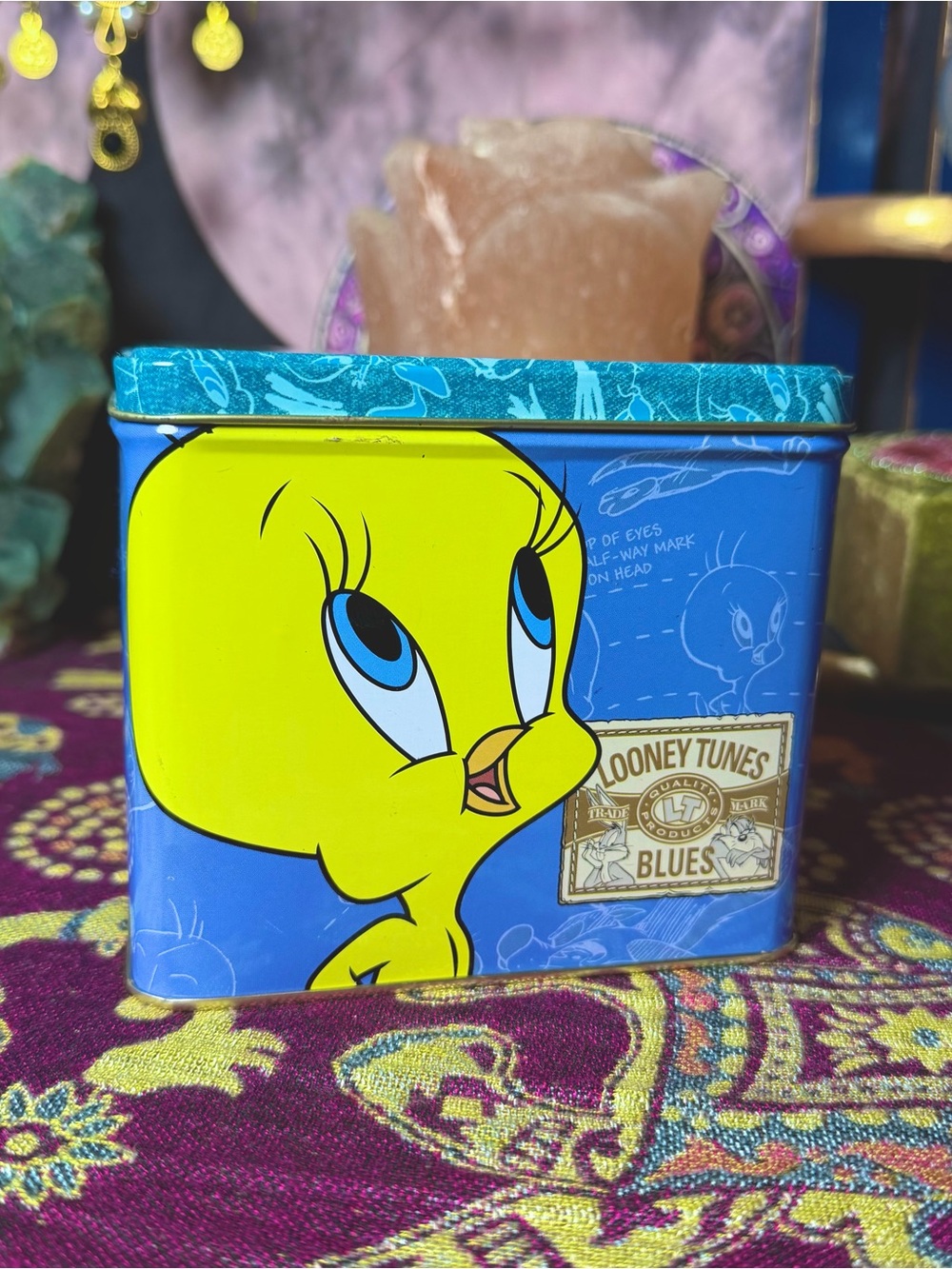 Vintage 1996 90’s Tweety Bird Retro Metal Tin Box Warner Bros